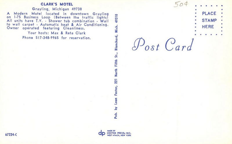 Cedar Motel (Bennett Motel, Clarks Motel) - Vintage Postcard